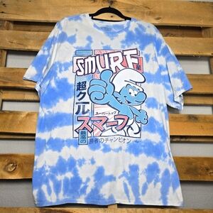 The Smurfs tie dye t-shirt Size:3XL color:Blue/White
